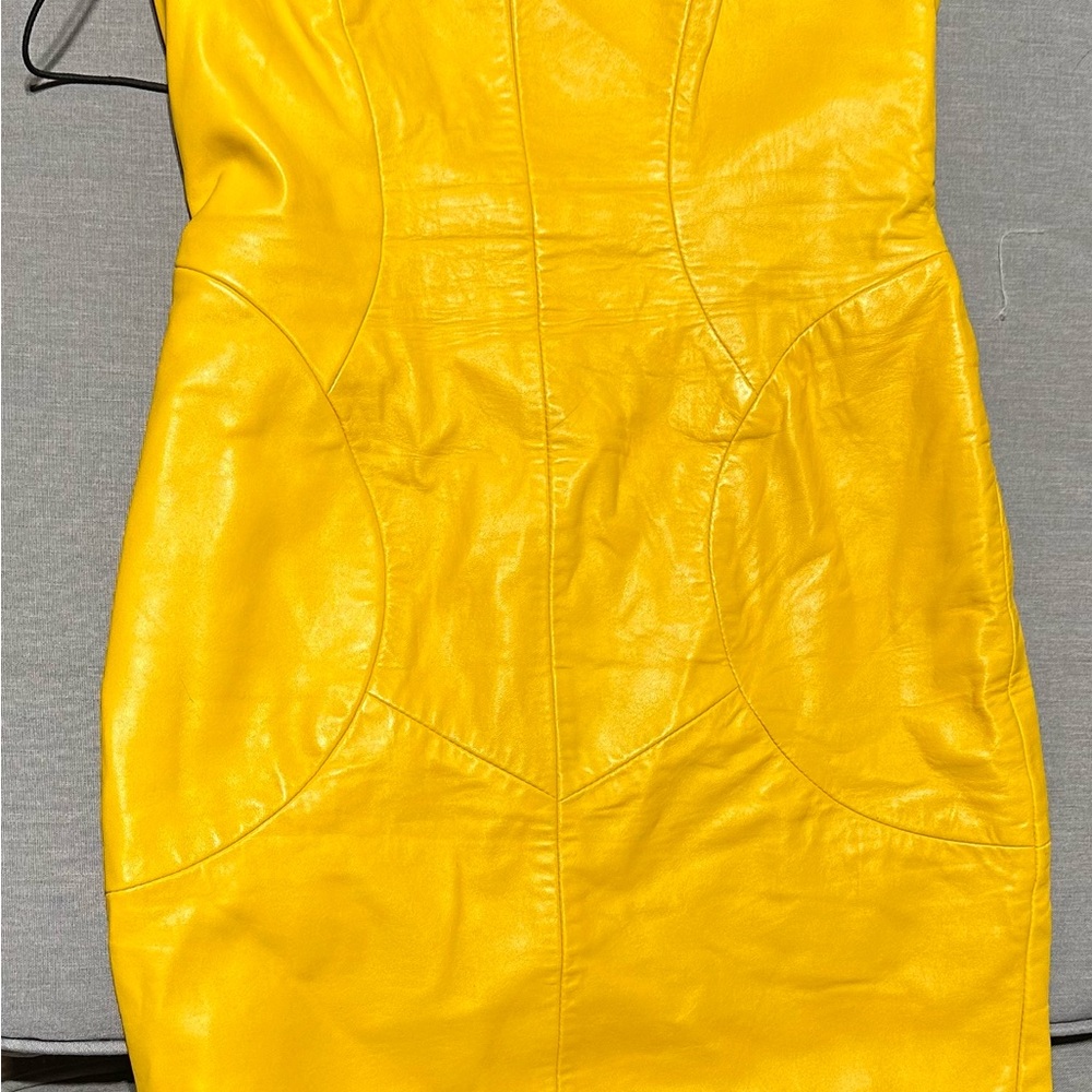 Vintage Michael Hoban Yellow Bodycon Mini Dress Sweetheart Neckline